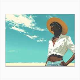 Illustration of an African American woman at the beach 12 Canvas Print