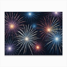 A Vibrant Display Of Fireworks Bursting In The Night Sky With A Variety Of Colors Canvas Print