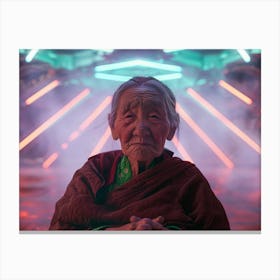 Shantiva zaga, a meditation In Neon Canvas Print