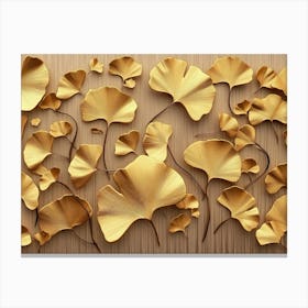 A Golden Ginkgo Biloba Leaf And Leaves 1 Canvas Print