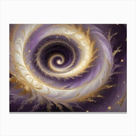 Abstract Image Of A Golden Spiral, Creating A Sense Of Depth And Movement Against A Purple Background Canvas Print