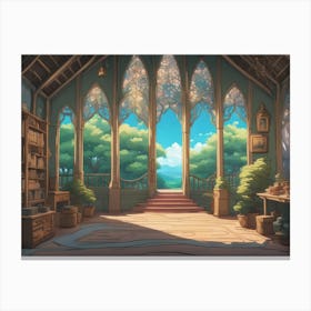 Library in a Castle Canvas Print