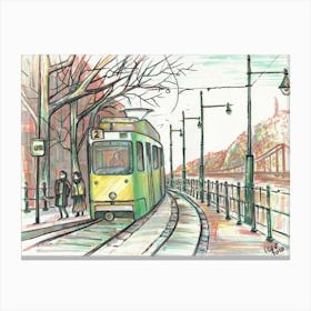 Sunny Tram Of Budapest Canvas Print
