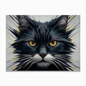 Black Cat With Yellow Eyes 1 Canvas Print