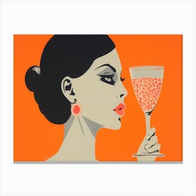 Girl With A Glass Of Wine Canvas Print