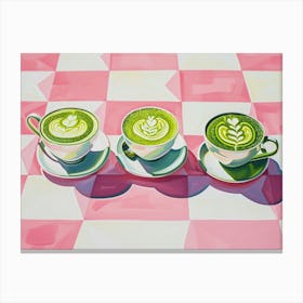 Matcha Latte Pink Checkerboard 3 Canvas Print