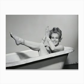 Zsa Zsa Gabor Seated In Bathtub Wearing Jewels Canvas Print