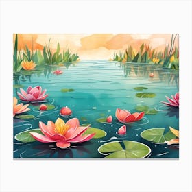 Flowers Water Lilies Canvas Print
