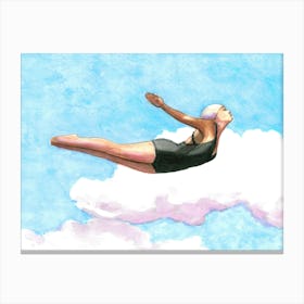High Diver In Lavender Clouds Canvas Print