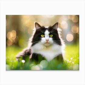 Black And White Majestic Cat 2 Canvas Print
