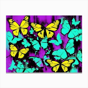 Butterflies On A Purple Background 1 Canvas Print