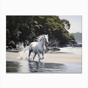 A Horse Oil Painting In Manuel Antonio Beach, Costa Rica, Landscape 1 Canvas Print