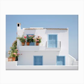 Mediterranean Blue And White Beach House Summer Photography Canvas Print