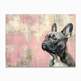 Minimal French Bulldog With Pink 3 Canvas Print