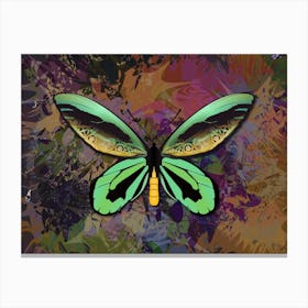Mechanical Butterfly The Queen Alexandra S Birdwing Techno Ornithoptera Alexandrae On A Multicolored Abstract Background Canvas Print
