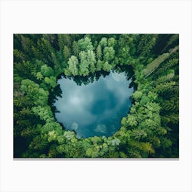 Heart Shaped Lake In The Forest Canvas Print
