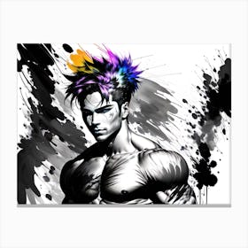 Man With Colorful Hair Canvas Print