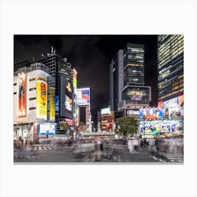 Hustle And Bustle At Shibuya Crossing In Tokyo Canvas Print