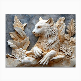 Carved Sculpture Of A Cat Canvas Print