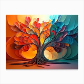 3d Abstraction Artwork, Color Tree on Bright Background Canvas Print