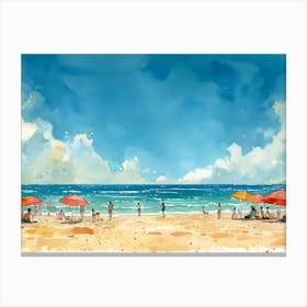 Watercolor Of A Beach 11 Canvas Print