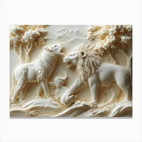 Lions In The Woods Canvas Print