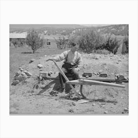 Spanish American Farmer With Wooden Plow Which Was Used By His Father, Chamisal, New Mexico By Russell Lee Canvas Print