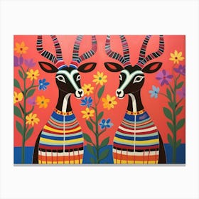 Okapi 2 Folk Style Animal Illustration Canvas Print