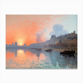 Sunset On The Seine 2 Canvas Print