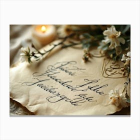 Calligraphic Handwriting Crafting An Elegant Thank You Note Swoops And Curls Of The Letters Intrica (4) Canvas Print