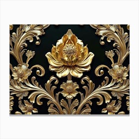 Gold Floral Wallpaper 6 Canvas Print