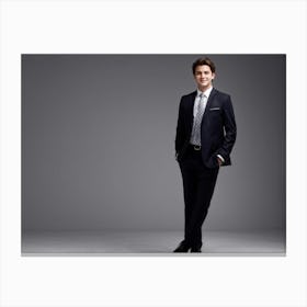 Corporate Portrait Confident Young Businessman Smiling Tailored Suit Crisp White Shirt Silk Tie (1) Canvas Print