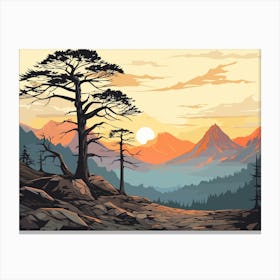 Sunset In The Mountains Canvas Print