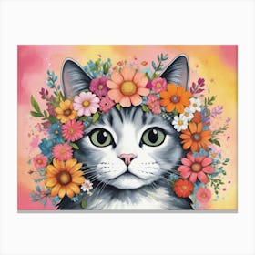 Flower Cat 2 Canvas Print