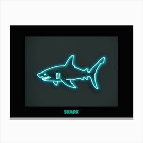 Neon Sign Inspired Shark 7 Poster Canvas Print