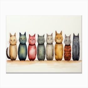 Cats In A Row 1 Canvas Print