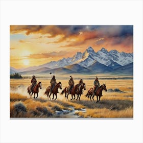 Sioux Indians On Horseback Canvas Print