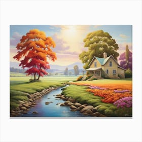 House By The Stream Canvas Print