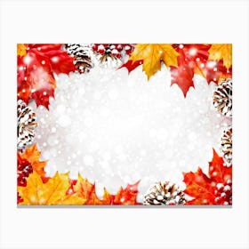 Autumn Leaves Radiate Vibrant Red Orange And Yellow Hues Clustered Together Embraced By A Decora (2) Canvas Print