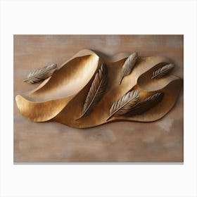 3d Almond Brown Background Faded Brass Feathers Abstract Sandy Dunes Warm Ambiance Canvas Print