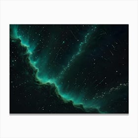 A Nebula In Space With A Green Glow And A Scattering Of Stars In A Dark, Vast Expanse Canvas Print