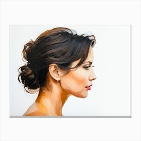 Side Profile Of Beautiful Woman Oil Painting 29 Canvas Print