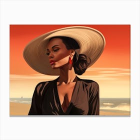 Illustration of an African American woman at the beach 85 Canvas Print