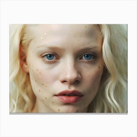 Portrait Of Albino Girl With Freckles and blue eyes 2 Canvas Print