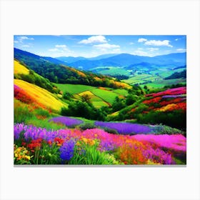 Colorful Flowers In A Valley Canvas Print