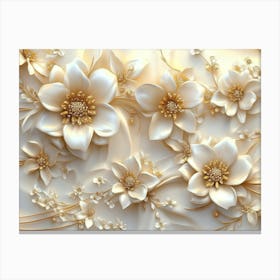 Gold Flowers Wallpaper 2 Canvas Print