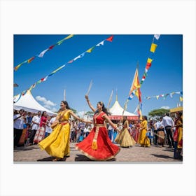 Cultural Heritage Festival Showcasing Diverse Traditional Attire Each Individual Adorned In Vibrant (3) Canvas Print