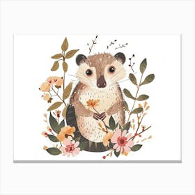 Little Floral Opossum 1 Canvas Print