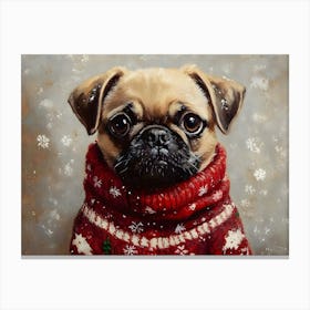 Holidays Pug 3 Canvas Print