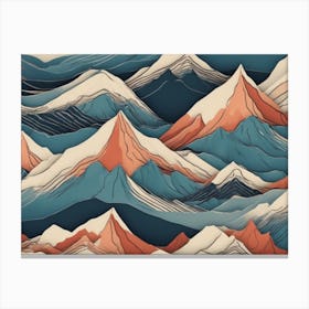 Mountains In Blue And Orange Canvas Print